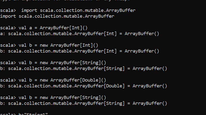 Scala ArrayBuffer output 1