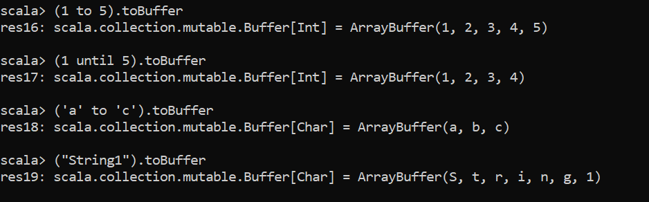Scala ArrayBuffer output 2