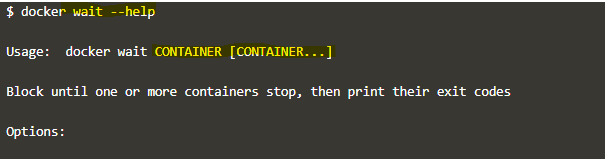 Docker wait output 1