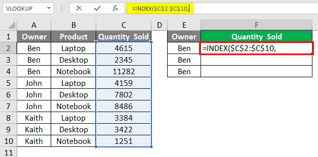 Index Vlookup