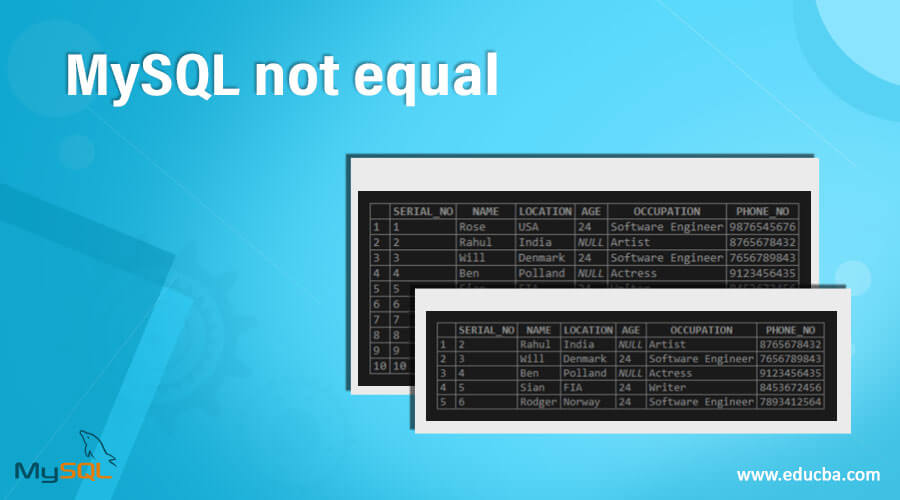 Bøde fejre Oswald MySQL not equal | How does MySQL Not Equal works with examples?