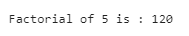 NumPy factorial Example 1