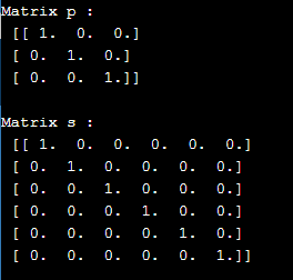 NumPy identity matrix output 1