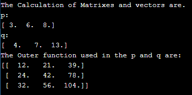 NumPy outer output 1