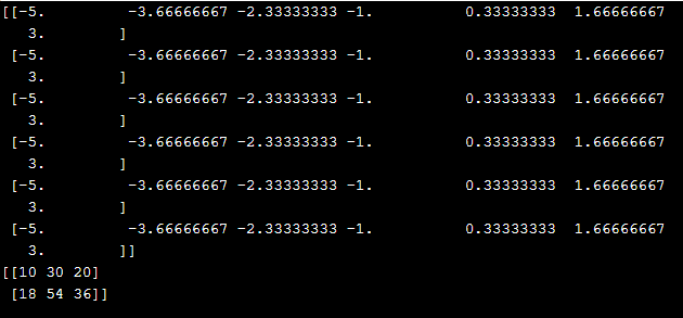 NumPy outer output 2