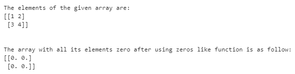 NumPy zeros_like output 1