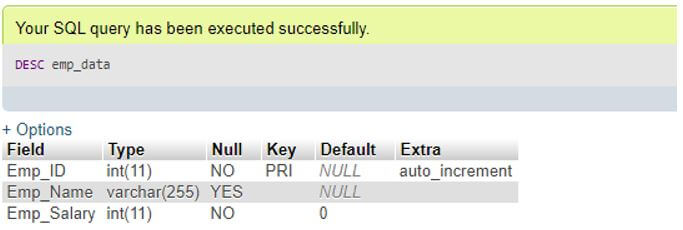 describe table sql server