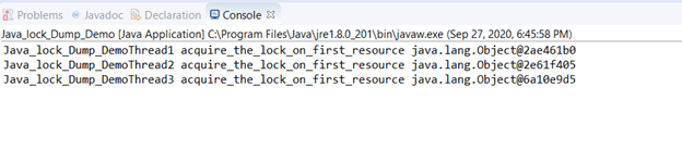 Java dumps output