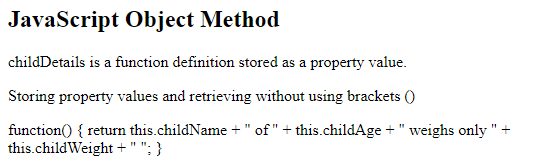 Javascript Object Methods output 3