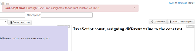 Javascript constants output 2