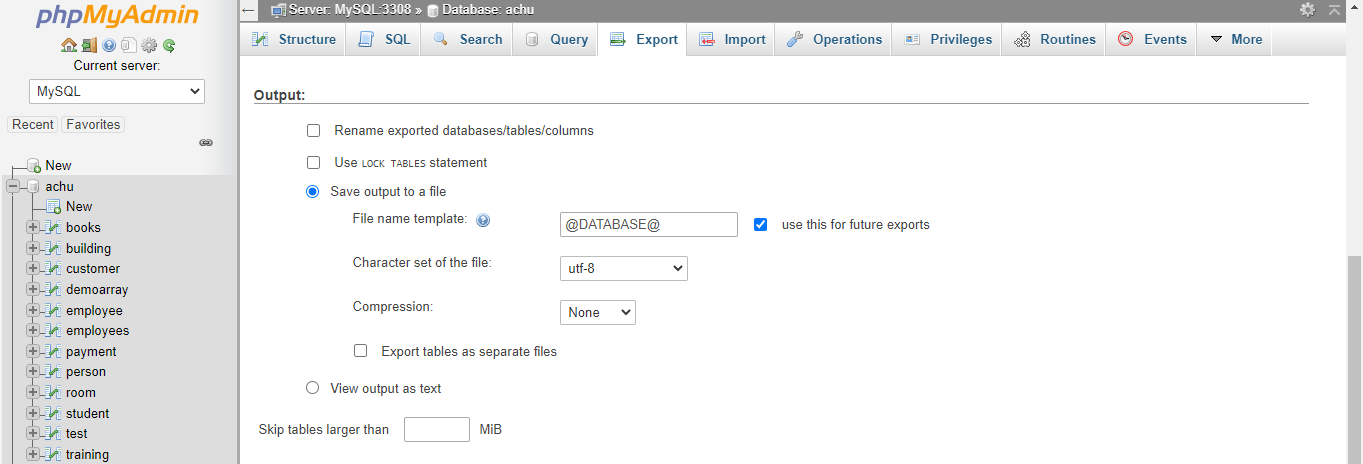 Mysql Export Schema 4.2