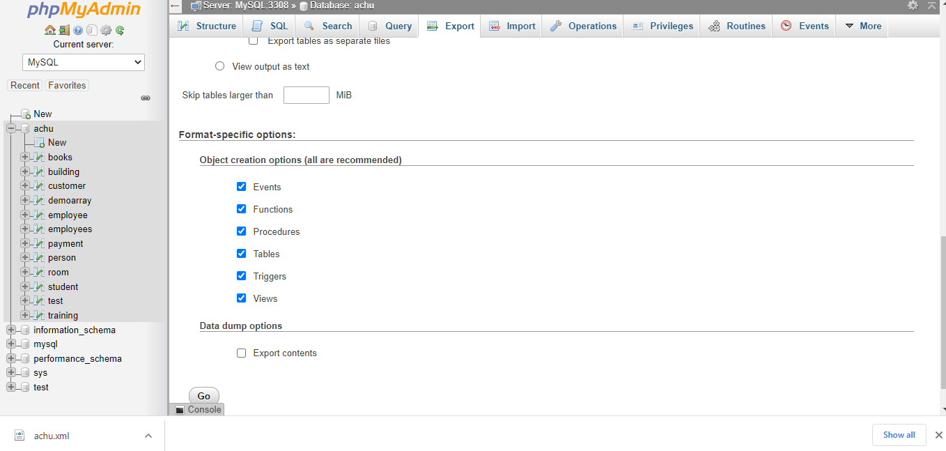 Mysql Export Schema 6.1