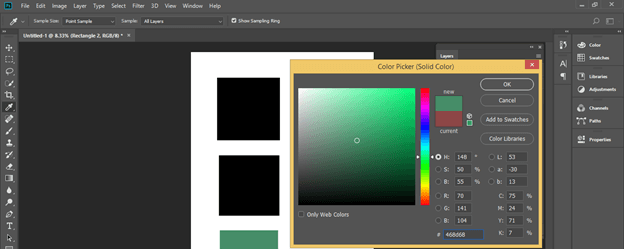 Photoshop color picker output 10