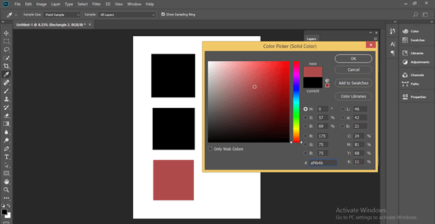 Photoshop color picker output 8