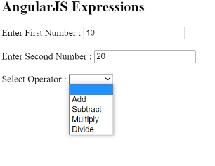 AngularJs expressions output 1