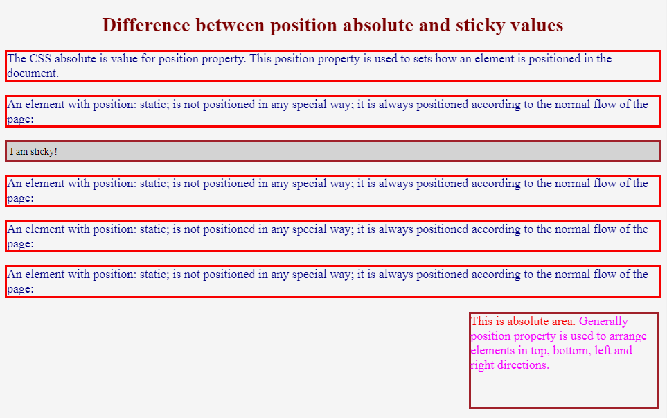 CSS position absolute Example 3