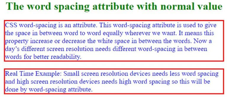 Word spacing css что это