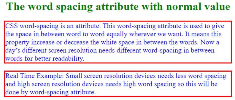 CSS word-spacing 1
