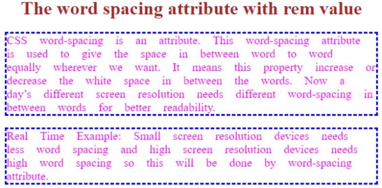 Word spacing css что это