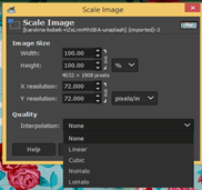how to resize an image in gimp