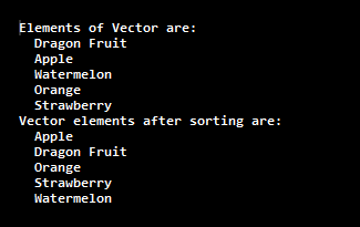 Java vector sort output 2