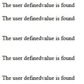 The user defined value is found