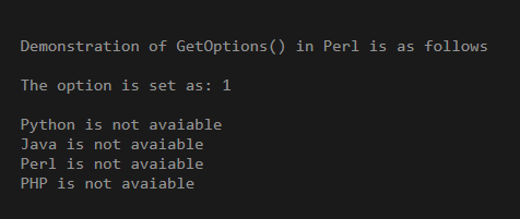Perl getOptions 1