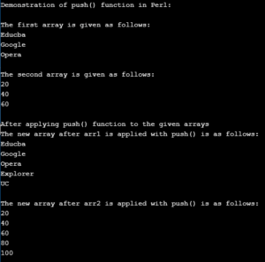 Perl push | Working of the push() function in Perl with examples