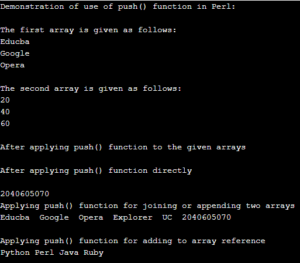 Perl push | Working of the push() function in Perl with examples