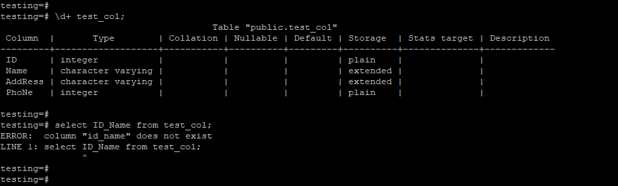 PostgreSQL column does not exist 1