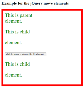 jQuery move element | Working of the jQuery move element Method