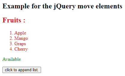jQuery move element 3