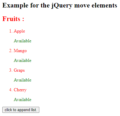 jQuery move element 4