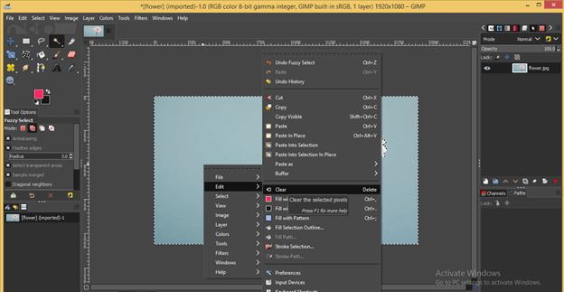 GIMP erase to transparent output 8