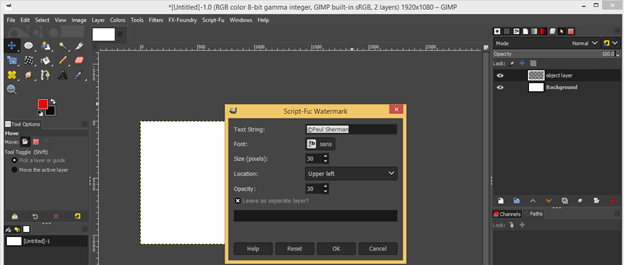 GIMP extensions output 11