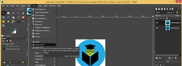 GIMP invert colors output 6