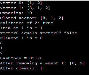 Java Vector class Example 1