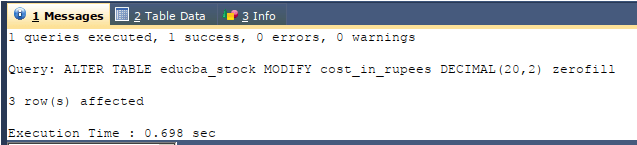 mysql decimal 2 places