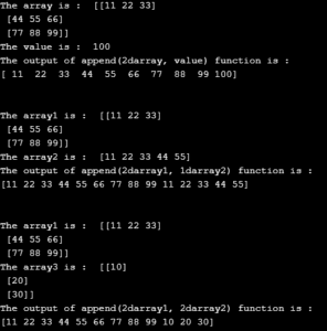 NumPy append | Working of the NumPy append() function