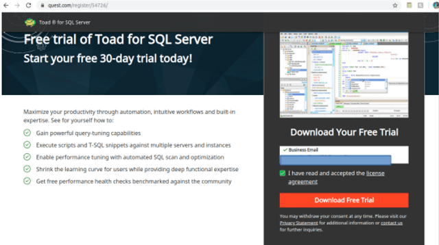 quest free toad sql server