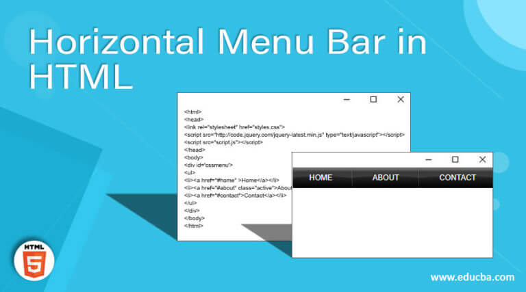 html code for horizontal menu bar