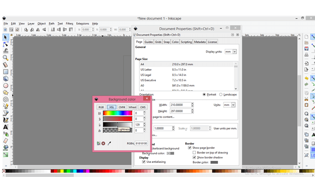 inkscape change canvas size