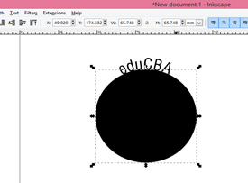 Inkscape curved text output 11.1