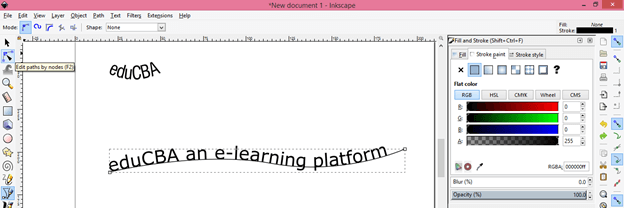 inkscape text to path start point