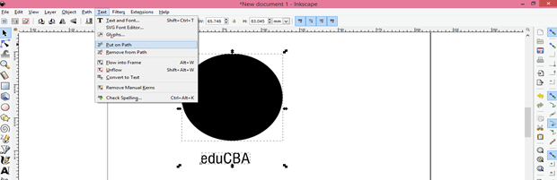 write curved text in inkscape