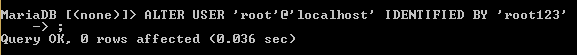 MariaDB change root password output 1