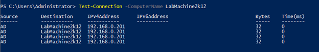 PowerShell test-connection output 1