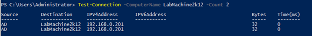 PowerShell test-connection output 3