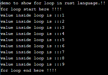 Rust for loop output 1