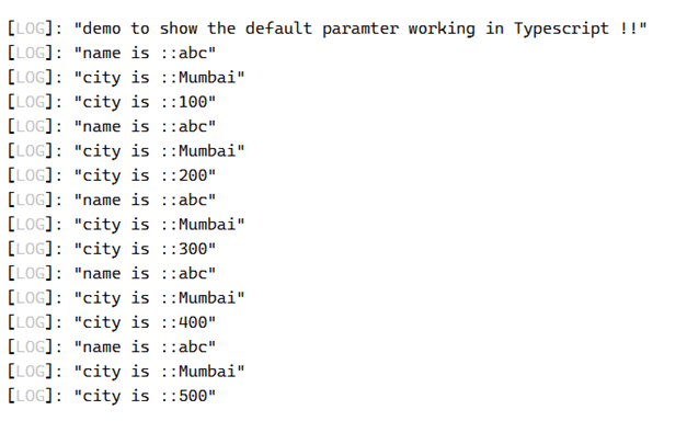 TypeScript default parameter output 1